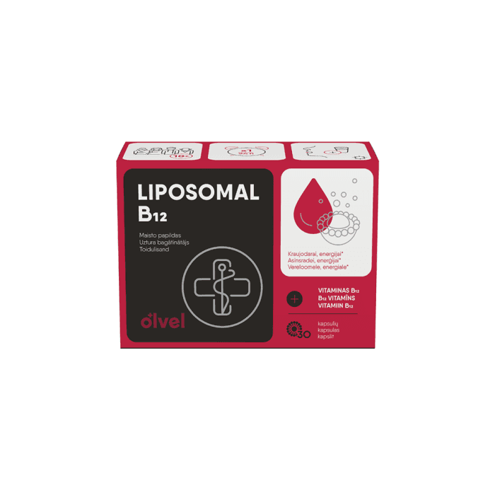 OLVEL liposominis vitaminas B12, 30 kapsulių