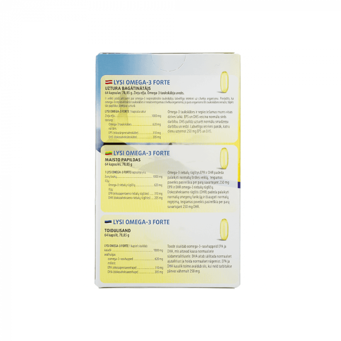 LYSI žuvų taukai  OMEGA-3 FORTE, 64 minkštos kapsulės-5