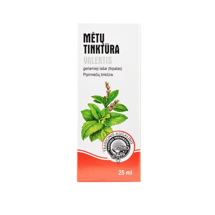 MĖTŲ TINKTŪRA VALENTIS, 25 ml, geriamieji lašai, tirpalas, N1-2