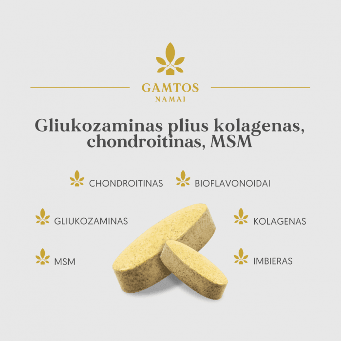GAMTOS NAMAI gliukozaminas plius kolagenas, chondroitinas, MSM, 60 tablečių-1