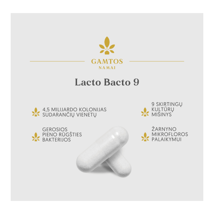 GAMTOS NAMAI LACTO BACTO 9, nuo 4 m., 30 kapsulių-2