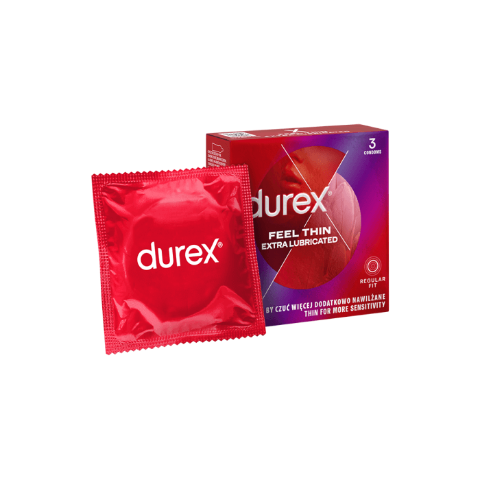 DUREX prezervatyvai FEEL THIN EXTRA LUBRICATED, 3 vnt.-1