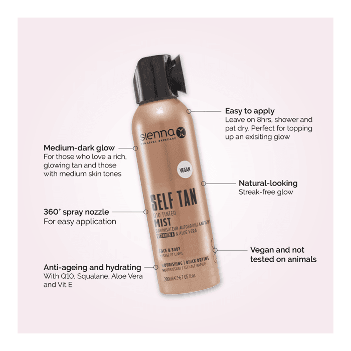 SIENNA-X savaiminio įdegio dulksna su Q10, 200 ml-3