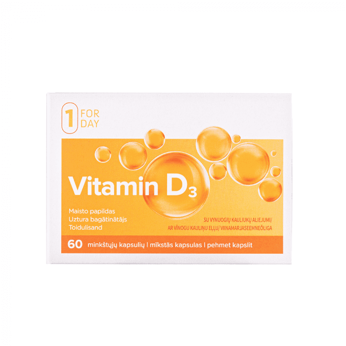 FORDAY VITAMINAS D3, 60 minkštų kapsulių-2