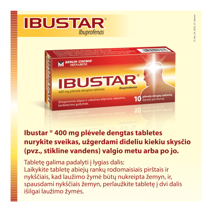 IBUSTAR, 400 mg, plėvele dengtos tabletės, N10-3