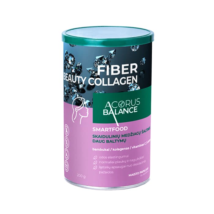 Acorus Balance  skaidulos FIBER BEAUTY COLLAGEN, odai, plaukams, nagams, 200 g