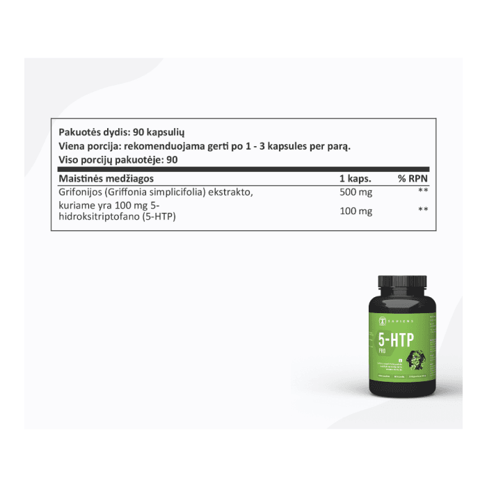 SAPIENS 5-HTP PRO, nuo 12 m., 90 kapsulių-2