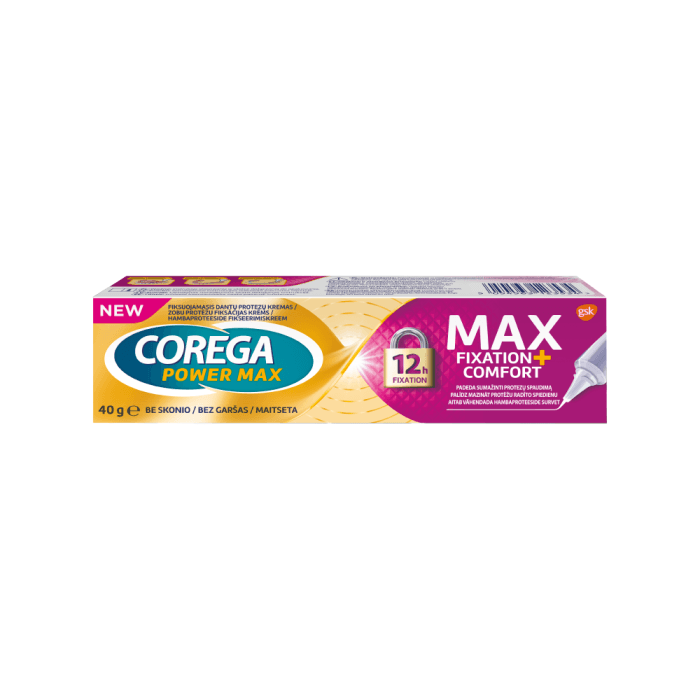 COREGA fiksuojamasis dantų protezų kremas MAX FIXATION AND COMFORT, 40 g-1