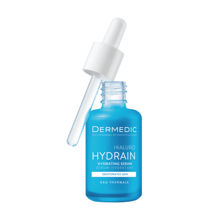 DERMEDIC, HYDRAIN, drėkinamasis veido, kaklo ir iškirptės srities serumas, 30 ml