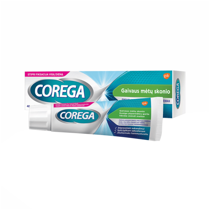 COREGA fiksuojamasis ypač gaivus dantų protezų kremas, 40 g-2