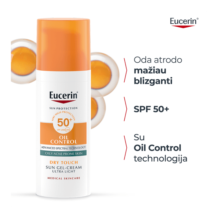 EUCERIN gelis-kremas veidui  SUN OIL CONTROL SPF 50+, 50 ml-2