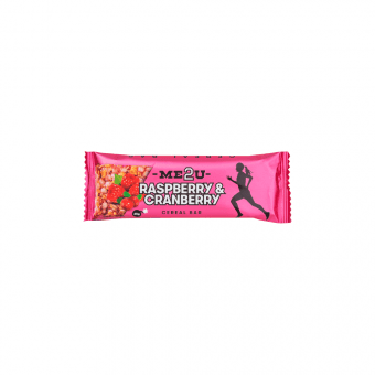 ME2U javainių batonėlis, aviečių ir spanguolių skonio, 45 g, 45 g